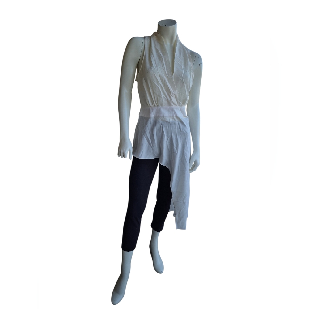 BCBGMAXAZRIA Asymetrical Sheer Top In Off White Size Small NWT